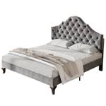 Polsterbett Mars Ⅵ Grau - Holzwerkstoff - Metall - Massivholz - Textil - Holzart/Dekor