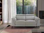 2-Sitzer-Sofa, bezogen mit grauem Leder