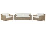 Lounge Set ARDEA 3-tlg Blau - Weiß - Rattan - 194 x 70 x 90 cm