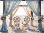 Sessel CARRARA Beige - Blau - Rattan - 65 x 114 x 65 cm