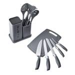 Gusto 12-tlg. Messer u. Schneidebrettset Grau - Porzellan - 10 x 5 x 10 cm