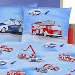 Bettwäsche Polizei Feuerwehr Autos Blau - Rot - Textil - 135 x 200 x 1 cm