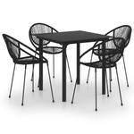 Garten-Essgruppe (5-teilig) 3012985-1 Schwarz - Polyrattan - 80 x 74 x 80 cm