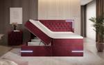 Boxspringbett Carlotta - LED, Stauraum Rot - Breite: 200 cm - H3