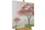 Tableau peint à la main Japanese Motifs Rose foncé - Bois massif - Textile - 80 x 80 x 4 cm