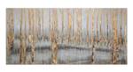 Tableau peint à la main Forêt mystique Marron - Gris - Bois massif - Textile - 150 x 70 x 4 cm