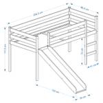 Hochbett mit Rutsche BENNY Weiß - Massivholz - Holzart/Dekor - 96 x 112 x 206 cm