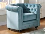 Fauteuil CHESTERFIELD Lot de 2 Bleu clair - Profondeur : 82 cm