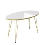 Couchtisch Oval Weiß  (7860) Gold - Weiß - Holzwerkstoff - Metall - 90 x 43 x 50 cm