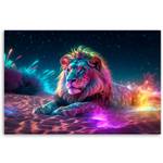 Canvas Bild Neon Löwe Natur Abstraktion 100 x 70 cm