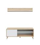 Meuble TV 2 niches et 1 porte Blanc - Bois manufacturé - Matière plastique - 40 x 50 x 135 cm