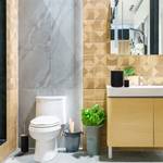 6 accessoires salle de bain en bambou Noir - Marron clair