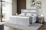 Boxspringbett - NOEL LED Hellgrau - Breite: 140 cm - H4