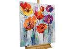 Acrylbild handgemalt Bunter Blumengruß Massivholz - Textil - 80 x 80 x 4 cm