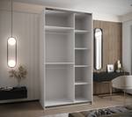 SCHWEBETÜRENSCHRANK LUX Eiche Dekor - Silber - Weiß - Breite: 130 cm