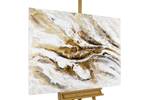 Tableau peint Sagesse de la Terre Marron - Blanc - Bois massif - Textile - 120 x 90 x 4 cm