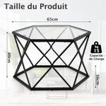 Table Basse en Veree Trempé JV10421DK Noir - Verre - 65 x 40 x 65 cm