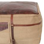 Sitzpouf XXL 90x40x90 cm Braun/Beige Braun - Echtleder - Textil - 90 x 40 x 90 cm