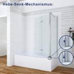 Badewannenaufsatz mit Seitenwand Silber - Glas - 70 x 140 x 100 cm