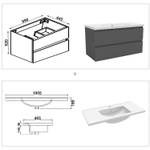 Waschtisch Set 254 Badmöbel Anthrazit Anthrazit - 100 x 45 cm