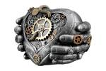 Skulptur Steampunk Herz H盲nden in