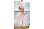 Tableau peint Venus at the Beach Bleu - Rose foncé - Bois massif - Textile - 60 x 90 x 4 cm