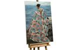 Tableau peint Beauty and the Sea Bleu - Bois massif - Textile - 75 x 100 x 4 cm