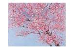 Bild handgemalt Poesie der Kirschblüte Blau - Pink - Massivholz - Textil - 100 x 75 x 4 cm