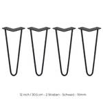 4 x 2 Streben Hairpin-Tischbeine 30.5cm Schwarz - Metall - 1 x 31 x 1 cm