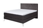 Boxspringbett SINDAR Bett Stoff Anthrazit - Silber - Breite: 202 cm - Silber