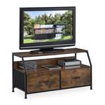 Meuble TV style industriel avec tiroirs Noir - Marron - Bois manufacturé - Métal - 93 x 49 x 42 cm