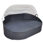 Sonnenliege Schwarz - Metall - Polyrattan - 145 x 80 x 230 cm