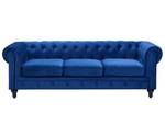 Canapé 3 places CHESTERFIELD Noir - Bleu - Bleu marine - 201 x 70 x 75 cm