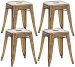 Sitzhocker Armin 4er Set Gold - Metall - 40 x 46 x 40 cm