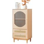 Highboard WoodyRattan Ⅳ- Beige - Holzwerkstoff - Kunststoff - 60 x 120 x 40 cm