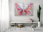 Bild handgemalt Zarte Schönheit Grau - Pink - Massivholz - Textil - 120 x 90 x 4 cm