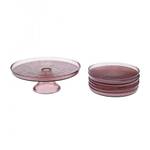 Dessertteller-Set Lily (7-tlg) Violett - Glas - 30 x 30 x 30 cm