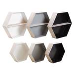 Etagères hexagonales en bois (Lot de 6) Bois massif - 48 x 42 x 10 cm