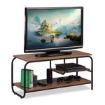 Meuble TV avec support Noir - Marron - Bois manufacturé - Métal - 90 x 43 x 35 cm