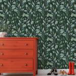 Papier Peint FEUILLES Eucalyptus Nature Beige - Vert - Papier - Textile - 53 x 1000 x 1000 cm