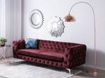 3-Sitzer Sofa SOTRA Burgunderrot - Rot - Silber