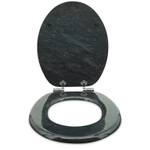 Premium Wc Sitz - Granit Schwarz - Holzwerkstoff - 38 x 5 x 44 cm