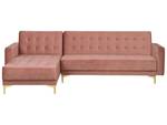 Ecksofa ABERDEEN Gold - Pink - Armlehne davorstehend links - Ecke davorstehend rechts - Schlaffunktion davorstehend rechts