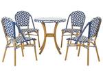 Gartenset RIFREDDO 5-tlg Beige - Blau - Weiß - Polyrattan - 70 x 88 x 70 cm