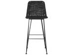 Barhocker CASSITA 2er Set Schwarz - Rattan - 43 x 103 x 47 cm