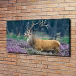 Wandbild Hirsch Lavendel Orange - Textil - Holz teilmassiv - 120 x 60 x 4 cm