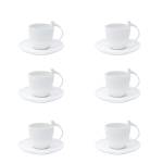 Tasses et soucoupes White bird (12pcs) Blanc - Porcelaine - 9 x 7 x 9 cm