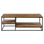 Table basse 120x60cm nature/noir Noir - Marron - Métal - Bois massif - 60 x 42 x 120 cm