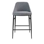 Tabouret en tissu avec pieds en noir Gris - Textile - 49 x 90 x 53 cm