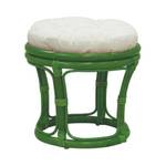 Tabouret en rotin avec coussin Uni Vert